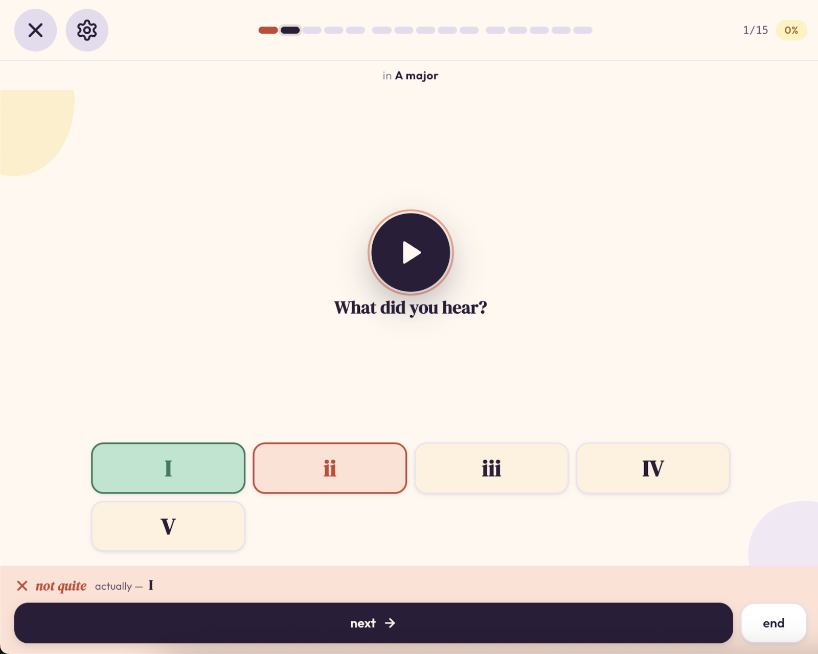 A Fifths lesson with feedback